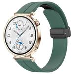 For Huawei Watch GT5 41mm Folding Magnetic Buckle Silicone Watch Band(Dark Green)