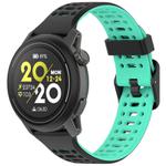 For Coros Pace 2 Dual Color Quick Release 20mm Silicone Watch Band(Black Lake Blue)