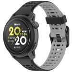 For Coros Pace 2 Dual Color Quick Release 20mm Silicone Watch Band(Black Gray)