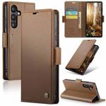 For Samsung Galaxy S24 FE 5G CaseMe 023 Butterfly Buckle Litchi Texture RFID Anti-theft Leather Phone Case(Brown)