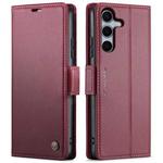 For Samsung Galaxy S25 5G CaseMe 023 Butterfly Buckle Litchi Texture RFID Anti-theft Leather Phone Case(Red)