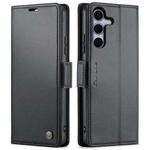 For Samsung Galaxy S25 5G CaseMe 023 Butterfly Buckle Litchi Texture RFID Anti-theft Leather Phone Case(Black)