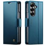 For Samsung Galaxy Z Fold7 CaseMe 023 Butterfly Buckle Litchi Texture RFID Anti-theft Leather Phone Case(Blue)