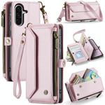 For Samsung Galaxy A36 CaseMe C36 Card Slots Zipper Wallet RFID Anti-theft Leather Phone Case(Pink)