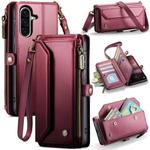 For Samsung Galaxy A36 CaseMe C36 Card Slots Zipper Wallet RFID Anti-theft Leather Phone Case(Red)