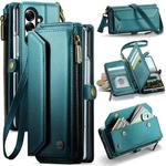 For Samsung Galaxy Z Fold7 CaseMe C36 Card Slots Zipper Wallet RFID Anti-theft Leather Phone Case(Blue)