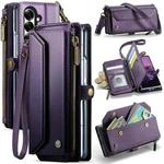 For Samsung Galaxy Z Fold7 CaseMe C36 Card Slots Zipper Wallet RFID Anti-theft Leather Phone Case(Purple)