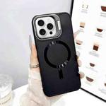 For iPhone 16 Pro Max CD Texture Frosted MagSafe Lens Holder Phone Case(Black)