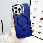 For iPhone 16 Pro CD Texture Frosted MagSafe Lens Holder Phone Case(Blue)