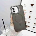 For iPhone 16 Plus CD Texture Frosted MagSafe Lens Holder Phone Case(Gray)