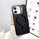 For iPhone 12 / 12 Pro CD Texture Frosted MagSafe Lens Holder Phone Case(Black)