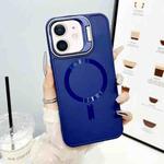 For iPhone 12 / 12 Pro CD Texture Frosted MagSafe Lens Holder Phone Case(Blue)