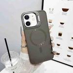 For iPhone 12 / 12 Pro CD Texture Frosted MagSafe Lens Holder Phone Case(Gray)