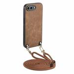 For iPhone 7 Plus / 8 Plus Vintage Leather PC Back Cover Phone Case with Crossbody Strap(Brown)