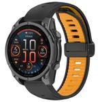 For Garmin Fenix 8 AMOLED 43mm Two Color Magnetic Silicone Watch Band(Black+Orange)