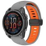 For Garmin Fenix 8 AMOLED 43mm Two Color Magnetic Silicone Watch Band(Gray+Orange)