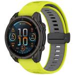 For Garmin Fenix 8 AMOLED 47mm Two Color Magnetic Silicone Watch Band(Lime+Gray)