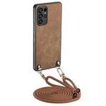 For Samsung Galaxy S24 Ultra 5G Vintage Leather PC Back Cover Phone Case with Crossbody Strap(Brown)