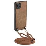 For Samsung Galaxy A22 4G Vintage Leather PC Back Cover Phone Case with Crossbody Strap(Brown)