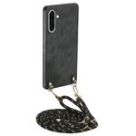 For Samsung Galaxy A36 Vintage Leather PC Back Cover Phone Case with Crossbody Strap(Black)