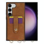 For Samsung Galaxy S23+ 5G Skin Card Bag Crossbody Lanyard Phone Case(Brown)