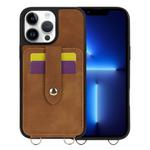 For iPhone 13 Pro Crossbody Skin Card Bag Lanyard Phone Case(Brown)