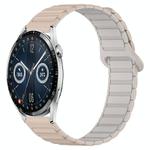 For Huawei Watch GT3 42mm Dual Color Magnetic Buckle 20mm Silicone Watch Band(Milk Tea+Rocky White)