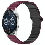 For Huawei Watch GT3 42mm Dual Color Magnetic Buckle 20mm Silicone Watch Band(Wine Red+Black)