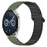 For Huawei Watch GT3 42mm Dual Color Magnetic Buckle 20mm Silicone Watch Band(Green+Black)