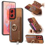 For Motorola Moto G Stylus 5G 2024 Retro Magsafe Cross Leather Ring Holder Card Bag Phone Case(Brown)