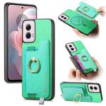 For Motorola Moto G Power 2024 5G Retro Magsafe Cross Leather Ring Holder Card Bag Phone Case(Green)