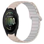 For Garmin Forerunner 165 Dual Color Magnetic Buckle 20mm Silicone Watch Band(Milk Tea+Rocky White)