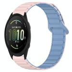 For Garmin Forerunner 165 Dual Color Magnetic Buckle 20mm Silicone Watch Band(Pink+Blue)