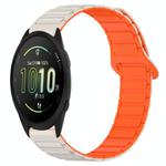 For Garmin Forerunner 165 Dual Color Magnetic Buckle 20mm Silicone Watch Band(Stralight+Orange)