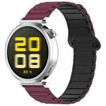 For Amazfit Bip 5 / GTR 4 / GTR 3 Dual Color 22mm Magnetic Buckle Silicone Watch Band(Wine Red+Black)