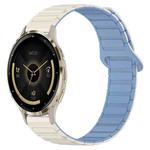 For Garmin Venu 3S Dual Color Magnetic Buckle 18mm Silicone Watch Band(White+Blue)