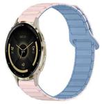 For Garmin Venu 3S Dual Color Magnetic Buckle 18mm Silicone Watch Band(Pink+Blue)