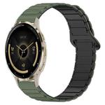 For Garmin Venu 3S Dual Color Magnetic Buckle 18mm Silicone Watch Band(Green+Black)