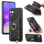 For Samsung Galaxy XCover 7 Retro Cross Leather Ring Horizontal Insert Card Bag MagSafe Phone Case(Black)