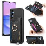 For Samsung Galaxy M54 / F54 5G Retro Cross Leather Ring Horizontal Insert Card Bag MagSafe Phone Case(Black)