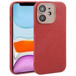 For iPhone 11 Plain Imitation Leather Back Cover Phone Case(Red)