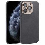 For iPhone 11 Pro Plain Imitation Leather Back Cover Phone Case(Black)