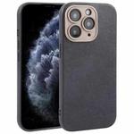 For iPhone 11 Pro Max Plain Imitation Leather Back Cover Phone Case(Black)