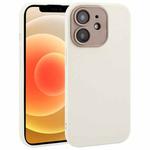 For iPhone 12 Plain Imitation Leather Back Cover Phone Case(White)