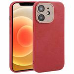 For iPhone 12 Plain Imitation Leather Back Cover Phone Case(Red)