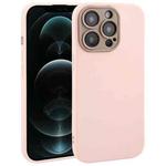 For iPhone 12 Pro Plain Imitation Leather Back Cover Phone Case(Pink)