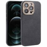 For iPhone 12 Pro Max Plain Imitation Leather Back Cover Phone Case(Black)