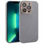 For iPhone 13 Pro Max Plain Imitation Leather Back Cover Phone Case(Grey)