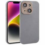 For iPhone 14 Plain Imitation Leather Back Cover Phone Case(Grey)