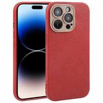 For iPhone 14 Pro Plain Imitation Leather Back Cover Phone Case(Red)